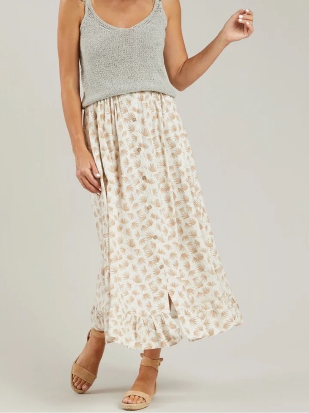 Rylee + Cru Linen Oceanside Skirt Palm Print